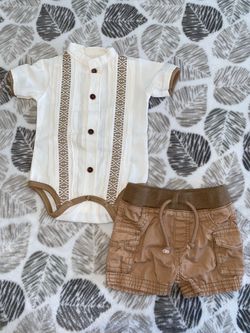 6 Months Baby Boy Guayabera Bodysuit Outfit