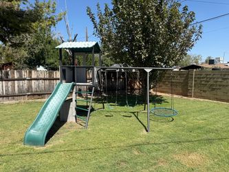 Kids Outdoor Swing Set with Slide