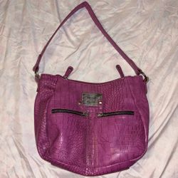Nicole Lee Purple Croc-Embossed Shoulder Bag