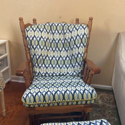 Rocking Chair Newly Upholstered And Reversible Cushions