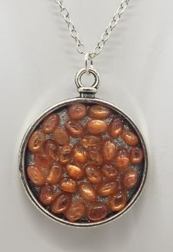 Natural Orange Moonstone 28mm Clockface Necklace