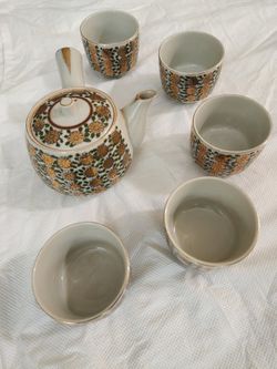 Japanese Kutani-yaki (九谷焼) Tea Set 7 Piece Hand Painted