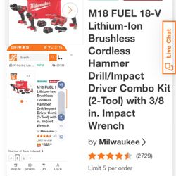 Brand New Never Been Used Milwaukee Drill Set Combo Pack  Set 