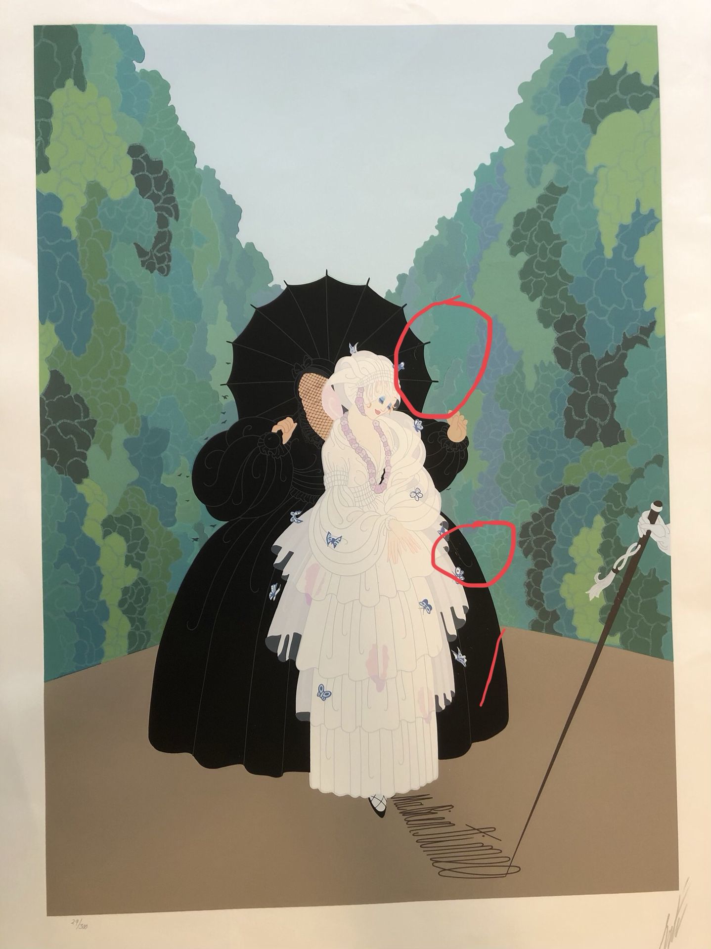 Erte “Debutant” serigraph Signed and numbered/ Discounted due to minor scratch pictures. Otherwise fine condition very displayable
