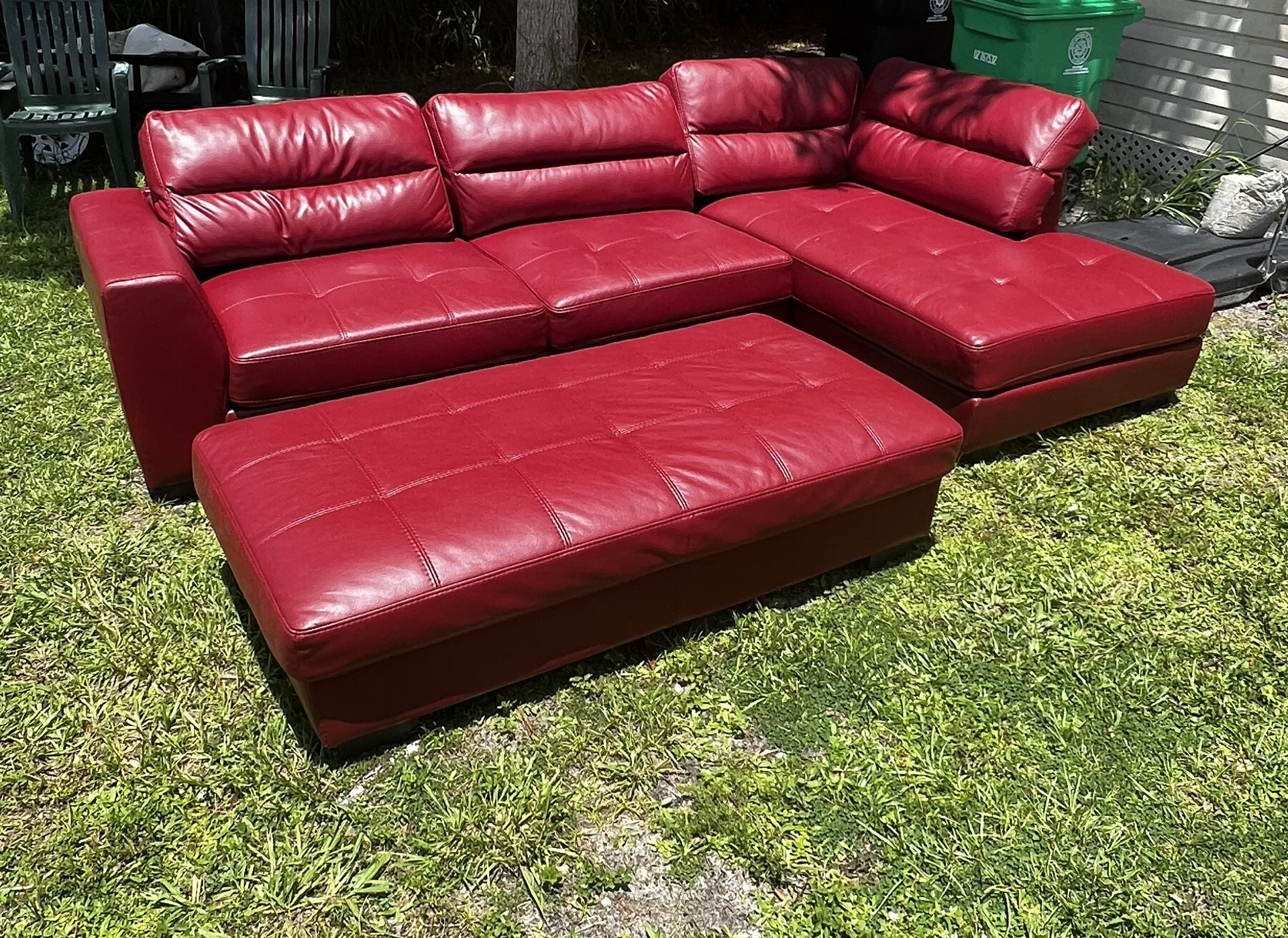 3 Piece Red Leather Couch Set. $500 OBO
