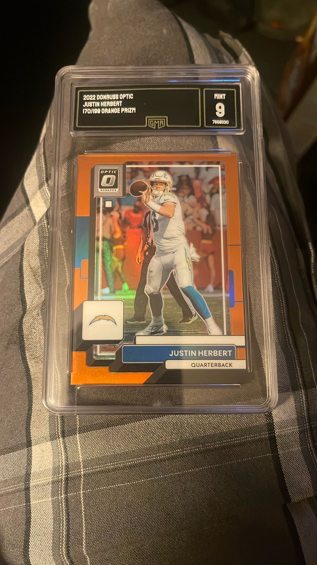 2022 Justin Herbert Donruss Optic 170/199 Orange Prizm $20