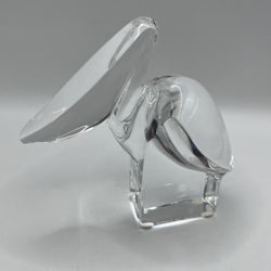 Orrefors Sweden Crystal Pelican Figurine Signed