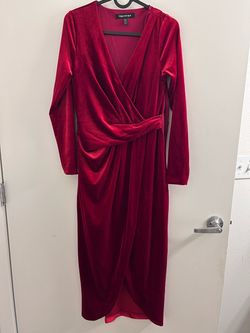 Forever New Red Velvet Wrap Midi Dress
