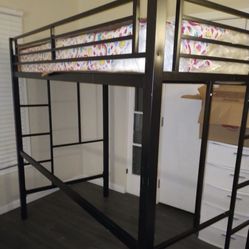 Black Metal Twin Size Bunkbed. With Or Without 1 Twin Mattress