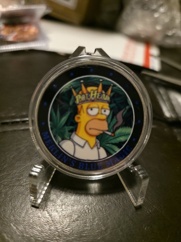 Pothead Stoner Homer Simpson Collectable 1 Oz Silver Round With Coa
