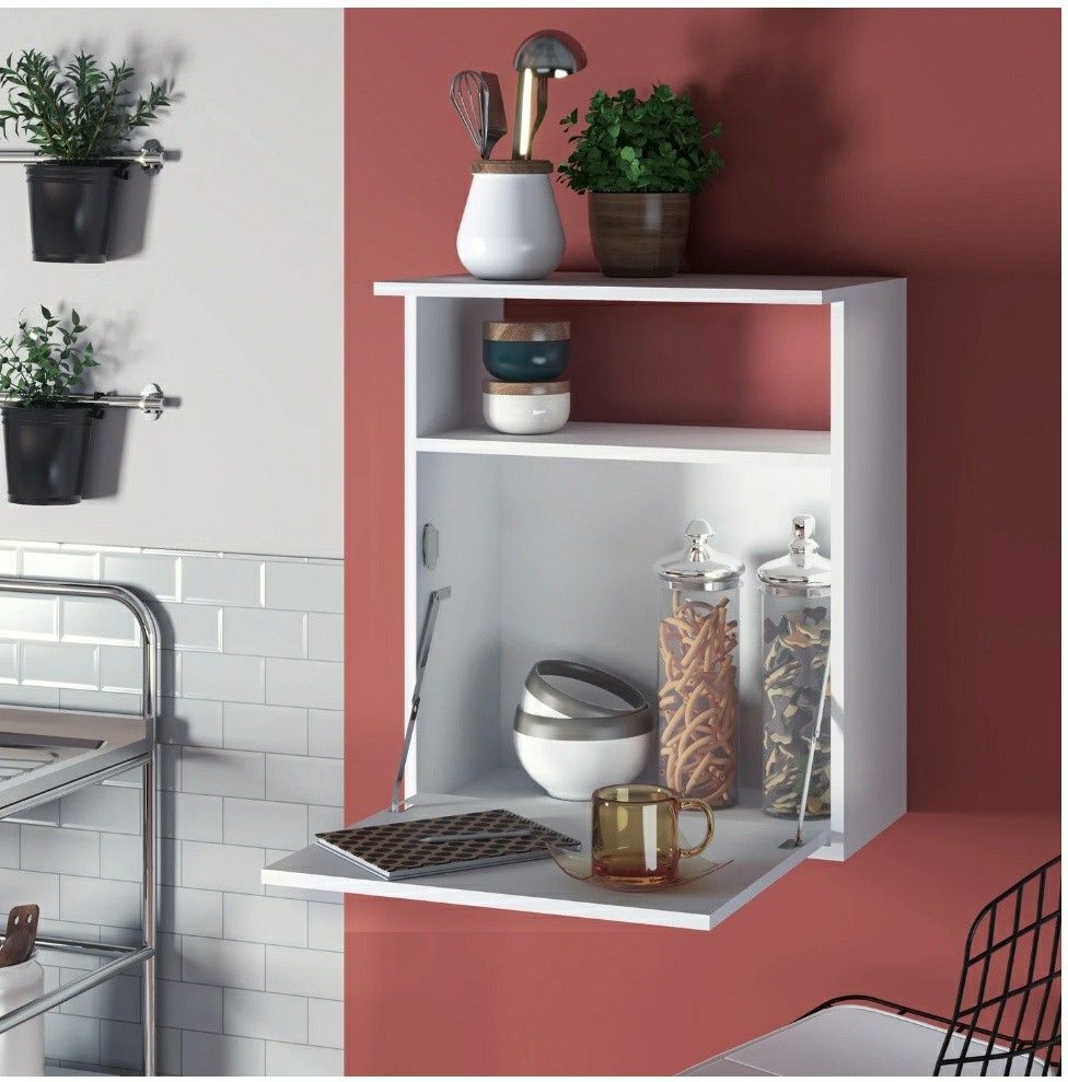 Modern White Kitchen Stand, Cabinet Shelf