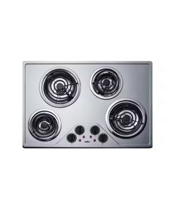 SUMMIT 29.38 in. Coil Top Electric Cooktop in Stainless Steel with 4 Elements