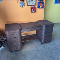 Vintage Antique Mid Century Modern Solid Wood Desk 
