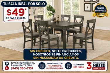 Gray Wood Dining Table and 6 Chairs Set