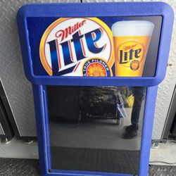Vintage Light-Up Miller Lite Sign W/Dry Erase Board That Glows-Works/Very Good