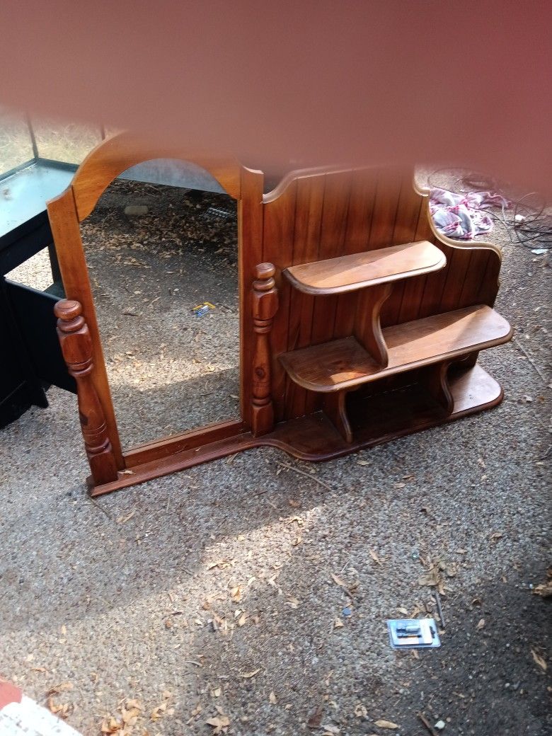 Hardwood Mirror With Shelf For Dresser