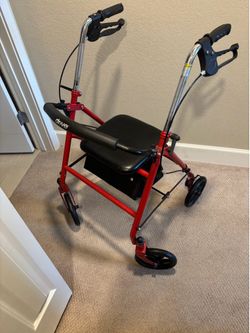 Drive Red Rolling Walker / Rollator with Seat & Storage