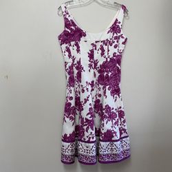 Women’s NINE WEST Cotton, Spandex, White, & Pink Floral Sleeveless Dress… Size 6