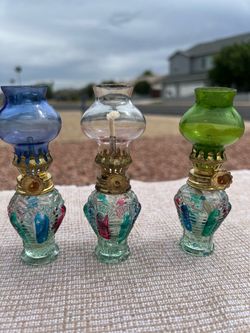 Vintage Miniature Oil Lamps Set of 3 Kerosene Lantern Hurricane lamp cottagecore boho farmhouse decor