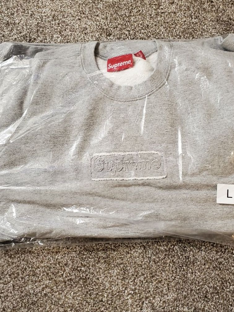 Supreme Cutout Boxlogo Grey Crewneck Size L