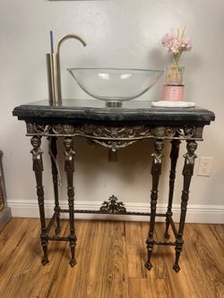 Luxury Console Table with Sink/faucet and Backsplash