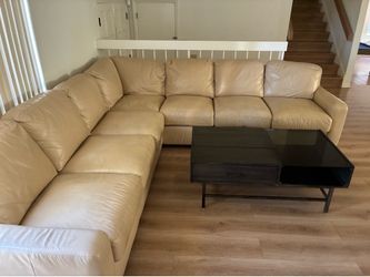 Leather sectional, smart tv & tv stand