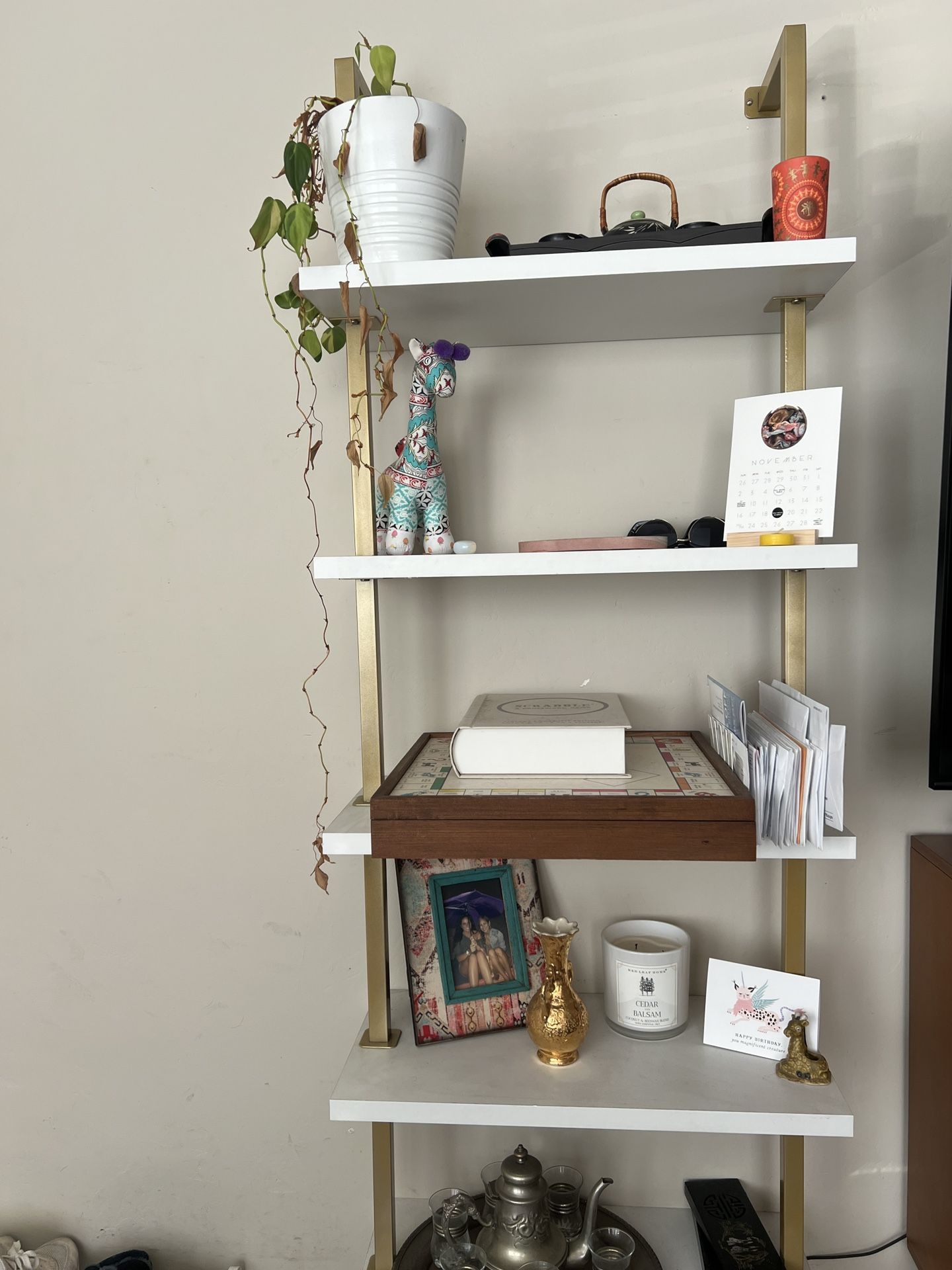 Gold & White Bookshelf