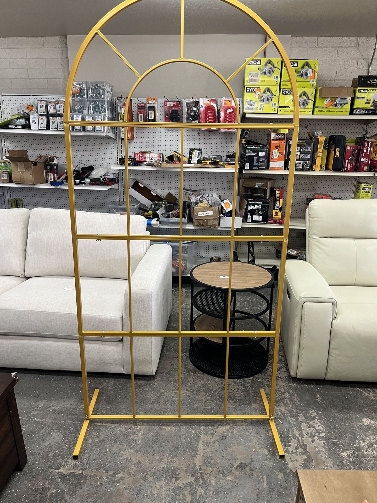 78.74 in. x 39.37 in. Gold Wedding Arch Metal Backdrop Stand Balloon Flower Stand Garden Decoration Arbor