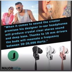Jade J Jadebud in-Ear Earbuds with Guaranteed Fit | Wired Earbuds | Titanium 10mm Drivers Noise Reducing | Nickle-plated 3.5mm Audio Jack