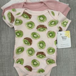 New 3 Piece Burts Bees Girls Bodysuit
