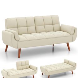 Futon Sofa Bed - Convertible Couch Bed Loveseat Sleeper for Living Room, Bedroom, Studio, Apartment, Dorm, Home Office, Small Space, Compact Li