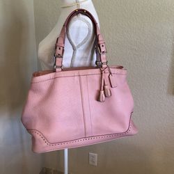 Vintage COACH BRAND Pink all leather tote bag excellent condition Smoke free home