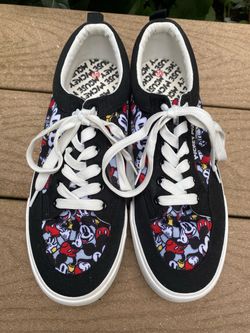Disney Mickey Mouse Sneakers Black Canvas Lace Up Ground up Size 10