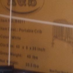 K&B Brand New, Portable Crib, White, 40×8×35inch.