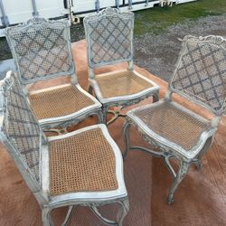 4 French Antique Hand painted Chairs (four)