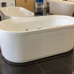 67” Bathroom Freestanding Bathtub With Jets With Bubbles Air Jets New With Built in Pump Ready For Pick Today