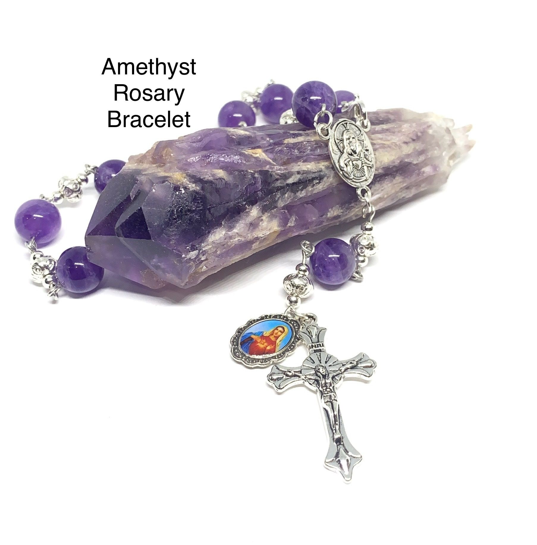Amethyst Genuine Stone Handmade Rosary Bracelet