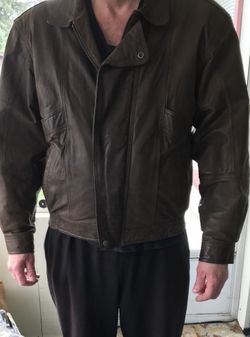 Leather bomber jacket