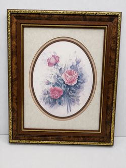 Home Interiors Wyona Newton Pink Rose Floral Print 17.5x14.5-Vintage