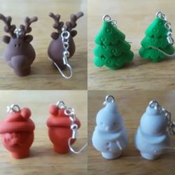 Christmas Fish Hook Earrings Handmade 