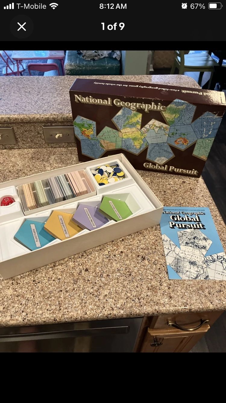 Vintage 1987 National Geographic Global Pursuit Trivia Board Game - Open Box