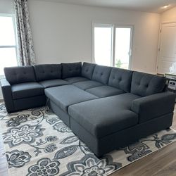Brand New Dark Gray Sectional Sofa Couch Sleeper 