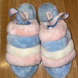 UGG FLUFF COTTON CANDY SLING SLIDES #11