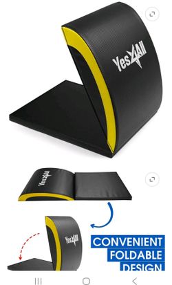 Yes4All  yellow /Black Ab Mat Tailbone For Sit Up 15" | Foldable Double Thick Situps Pad I Workout Mat