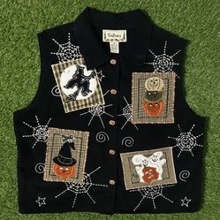 Womens Vintage Tantrum Corduroy Vest Sweater Sweatshirt Hoodie Jacket Coat Halloween Embroidered Graphic Size XL