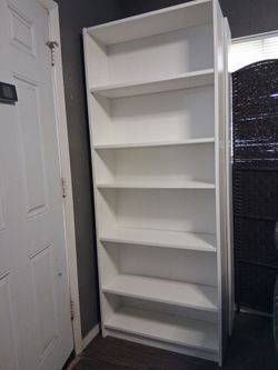 IKEA white bookshelves
