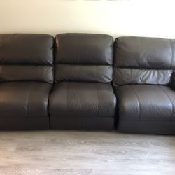 Dark Brown Faux Leather Couch 