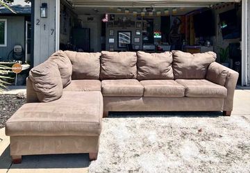 Beige Microfiber L-Shape Sectional Sofa from Klaussner