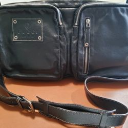 GUCCI Leather Double Pocket Messenger Bag