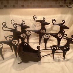 Iron Reindeer & Sleigh